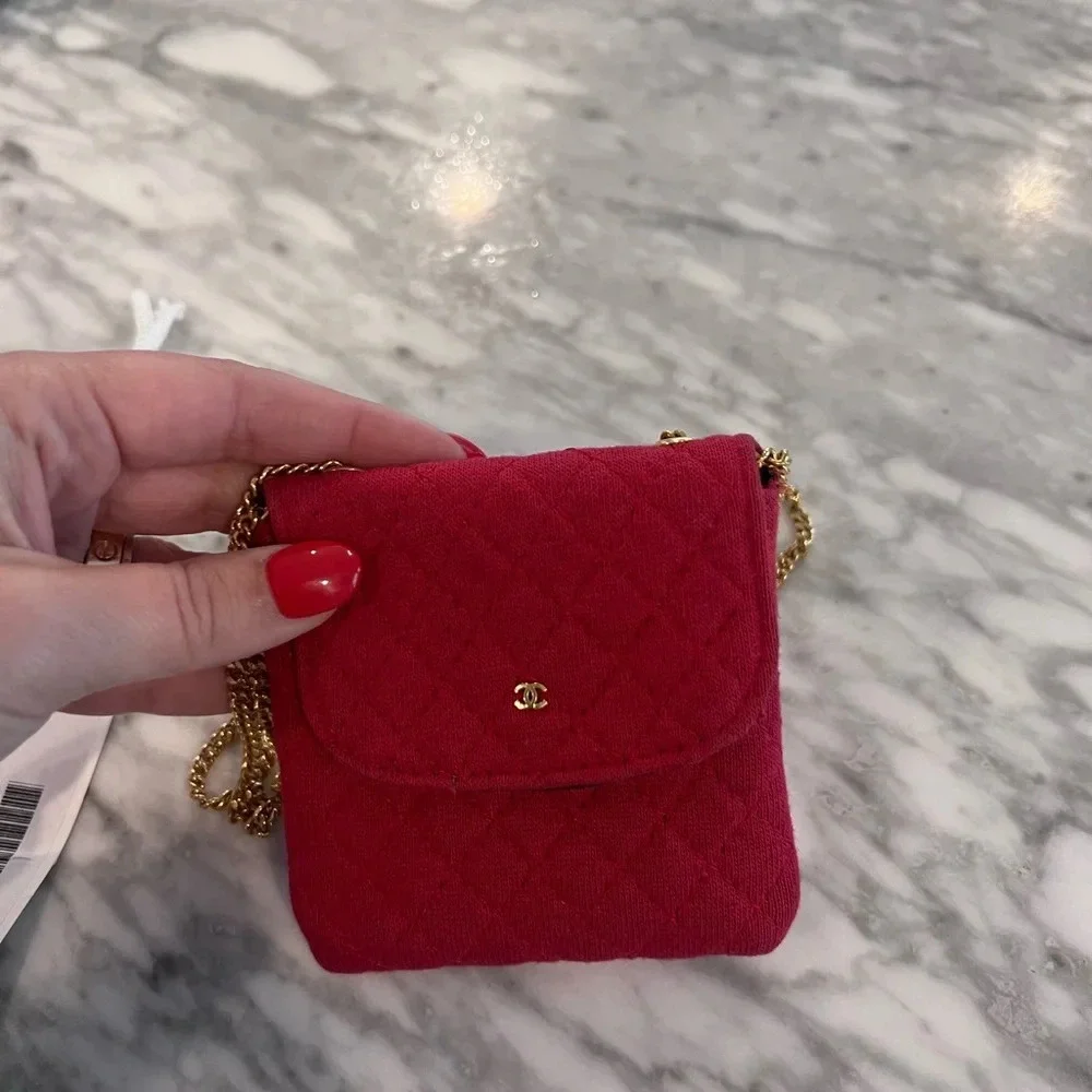 Chanel Quilted Red Nano Flap Mini Micro Chain Bag - VINTAGE AUTHENTICATED
